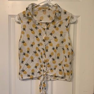 Tie front button down top